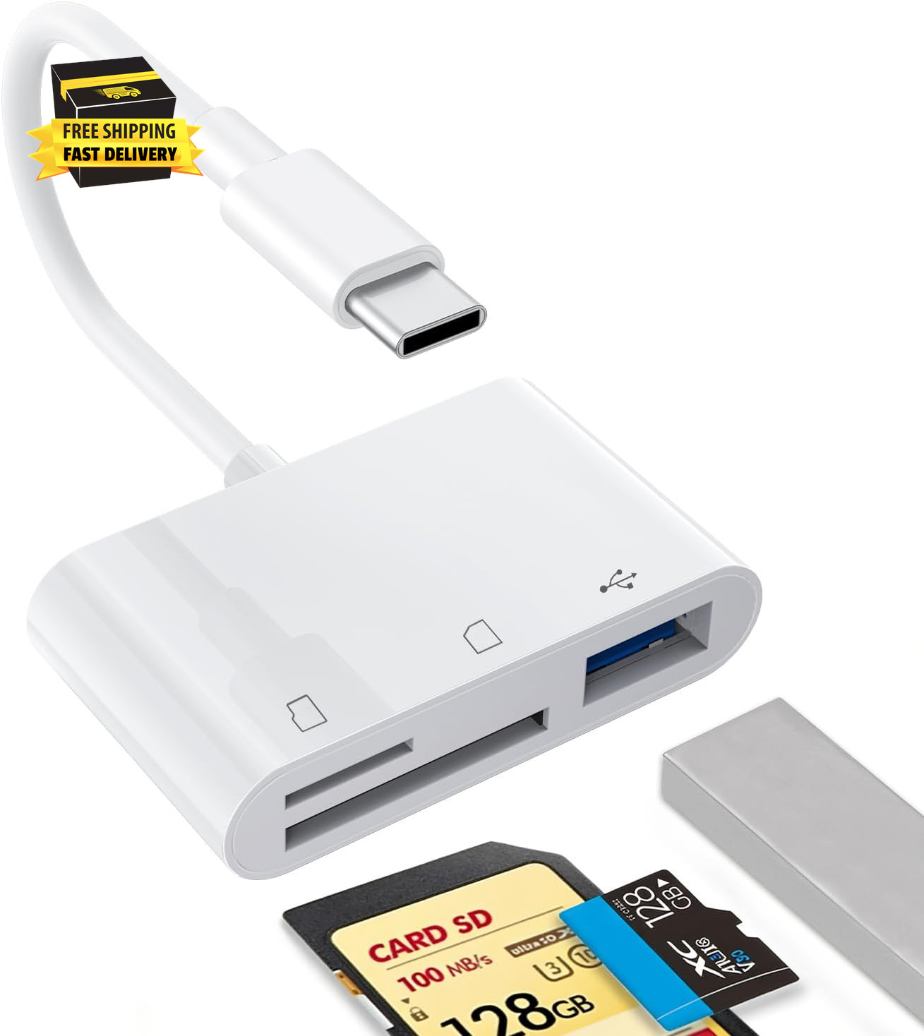 1PCS USB C to SD Card Reader | SD/TF/USB 3-In-1 Memory Card Reader, Compatible w