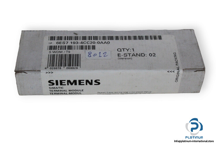 SIEMENS 6ES7 193-4CC20-0AA0 TERMINAL MODULE_6ES71934CC200AA0