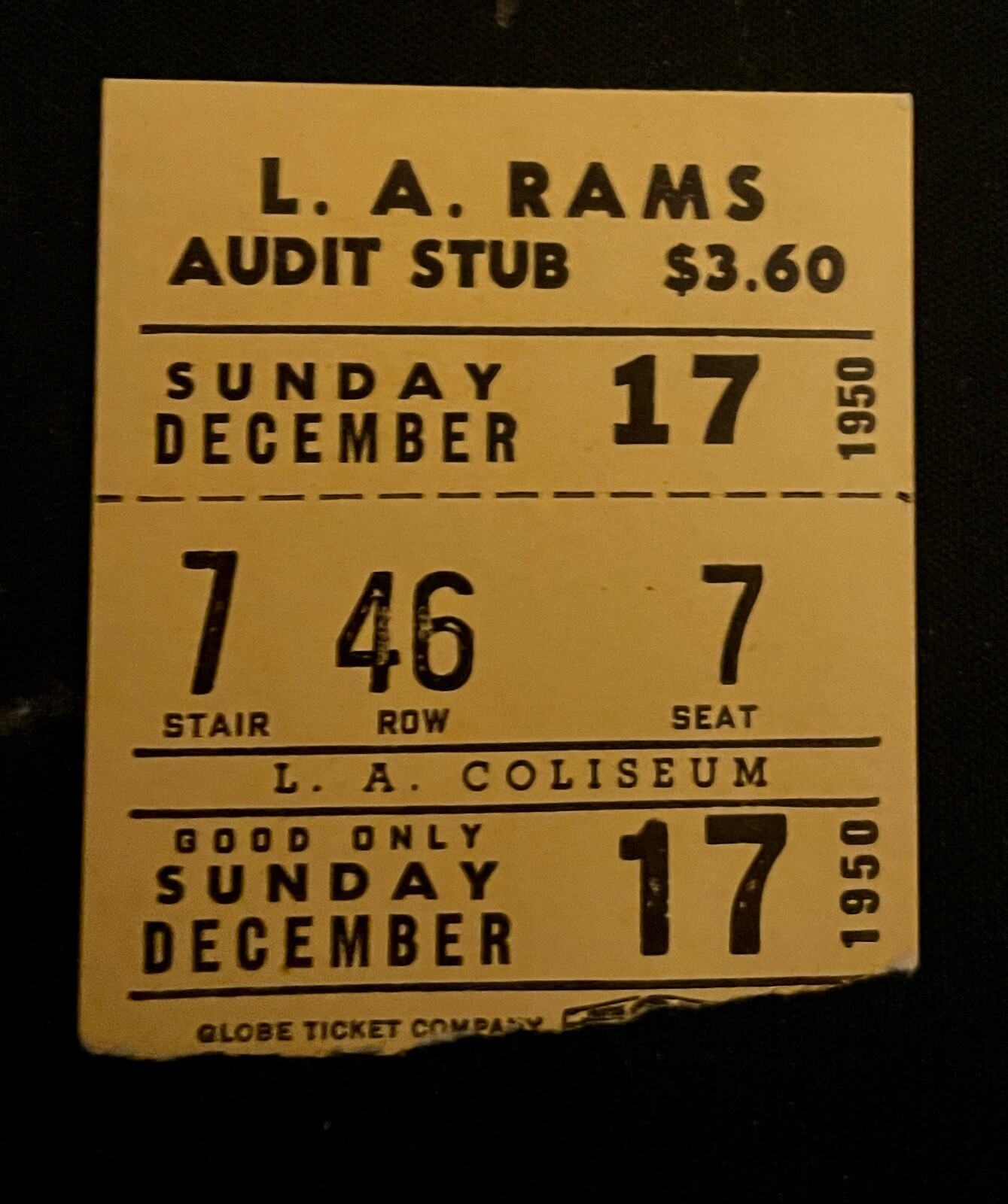 12/17/50 Bears @ Rams Playoffs Waterfield 3TDs to Fears Sid Luckman's Last Game