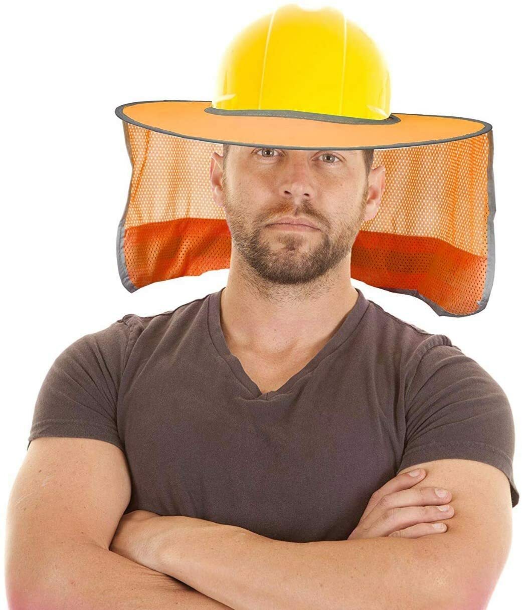 Hard Hat Sun Shield - High Visibility - Hardhat Accessory (Orange)