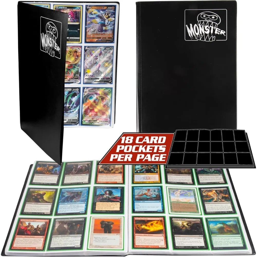 Monster Binder 9 Pocket Trading Card Album Matte Black w White Pages Holds 360