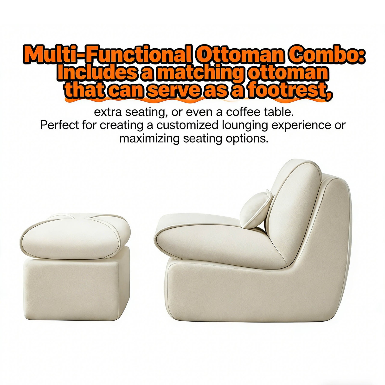 Lounge Chair with Footstool for Small Spaces Upholstered