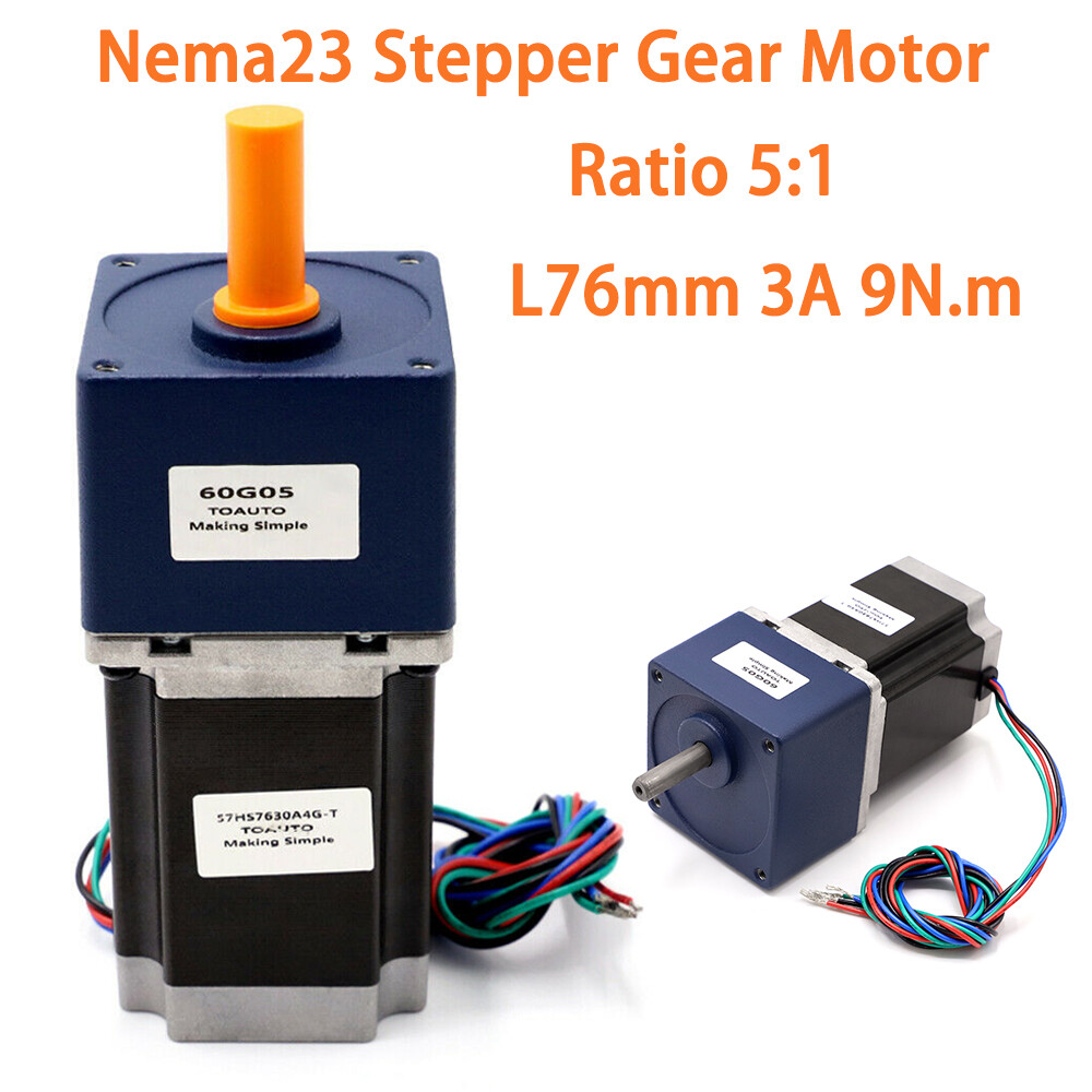 57BYG Stepper Gear Motor Ratio 5:1 Nema23 L76mm 3A 9N.m Gearbox CNC Reducer
