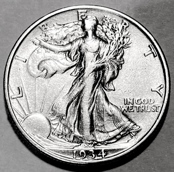 1934 S  Walking Liberty Half Choice AU / BU