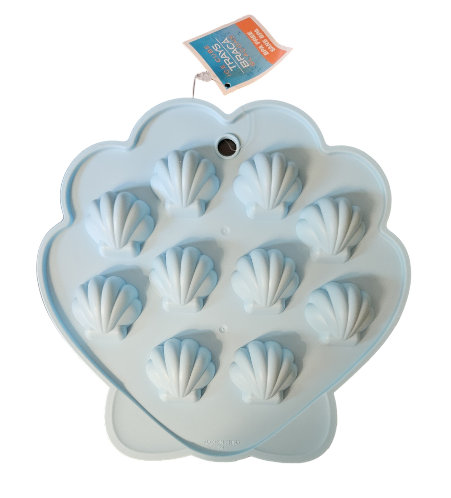 10 Cube Sea Shell Silicone Ice Cube Tray / Treat Mold Bakeware - New
