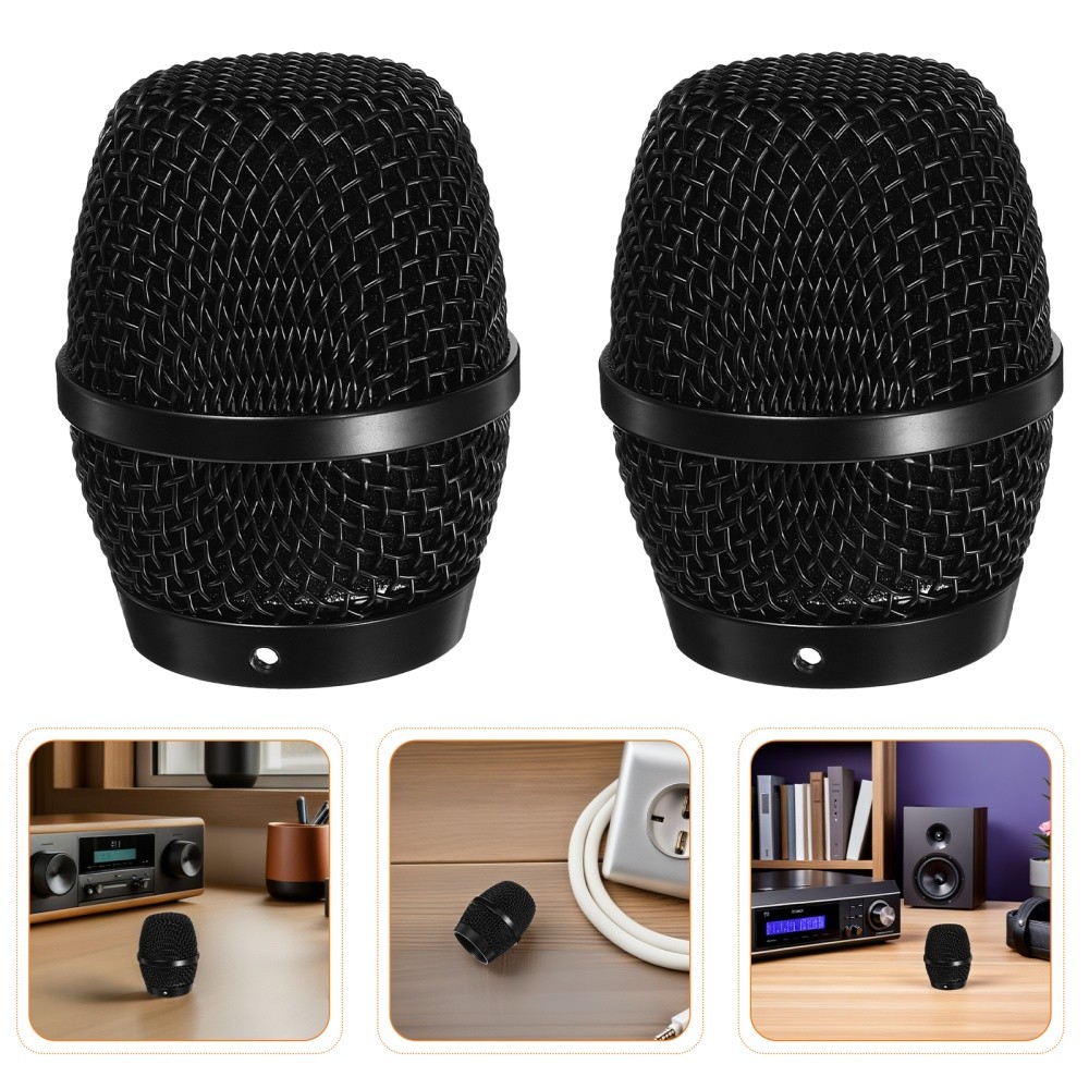 2 Pcs Microphone Mesh Grille Replacement Metal Cover For Performance Mic