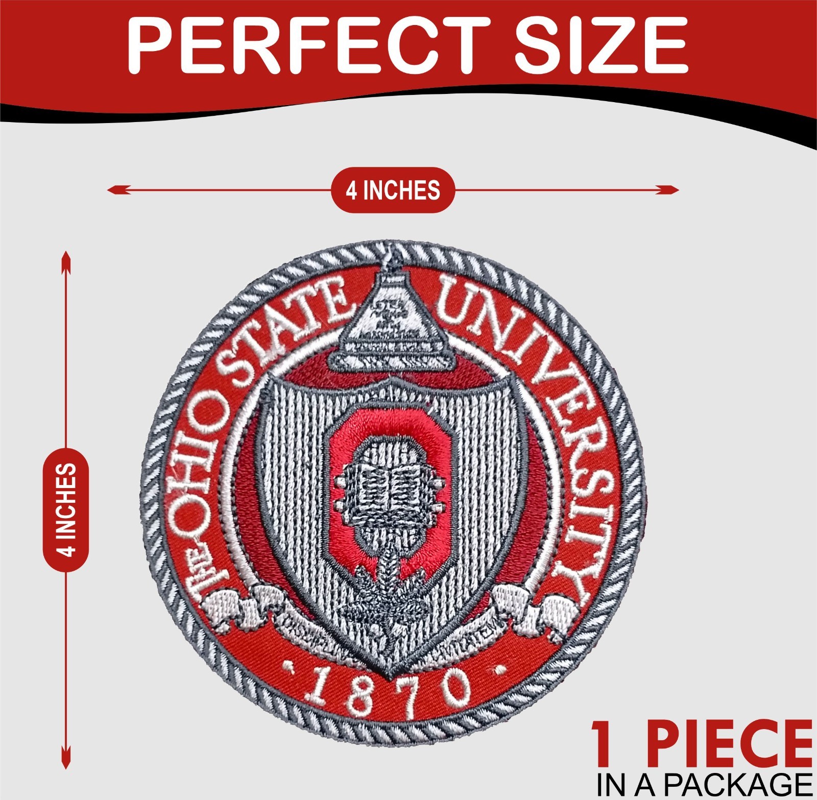 Ohio State University Logo Iron On Patch - Sew Patch - Embroidered Patch 4"x4"