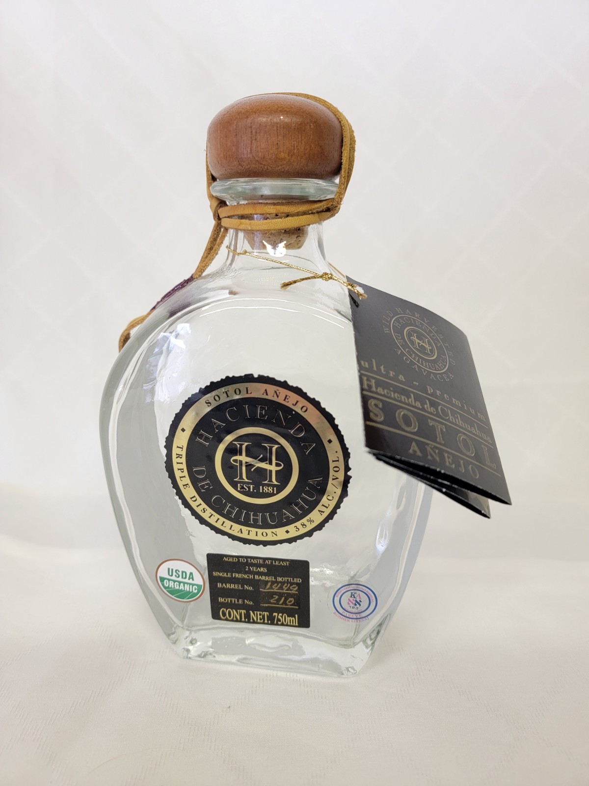 Empty Tequila Bottle Hacienda de Chihuahua Sotol Anejo Bar Display Bottle