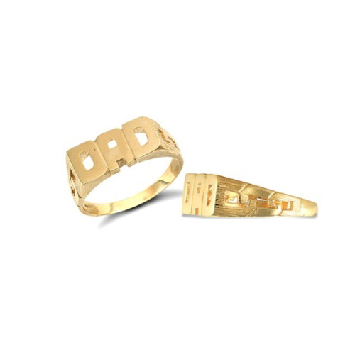 9ct Gold Hallmarked Plain ' DAD ' Ring with Curb Sides