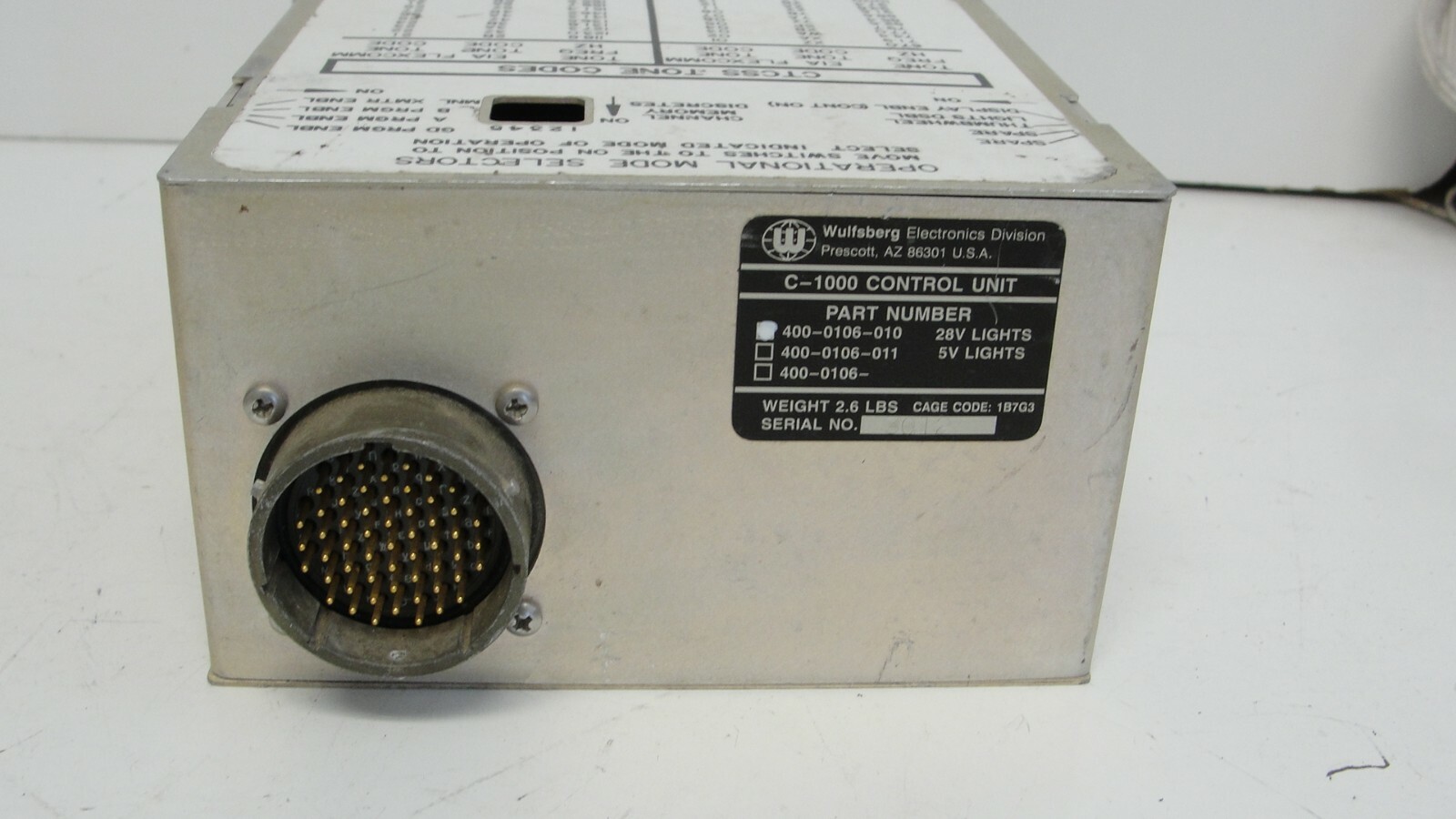 Wulfsberg Electronics Division 400-0106-010 C-1000 control unit