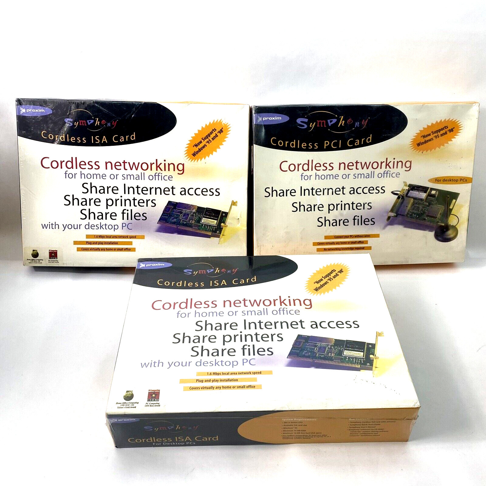 Vintage 1998 Lot Of 2 Proxim Symphony Cordless ISA Card 1 PCI Card NEW Made USA