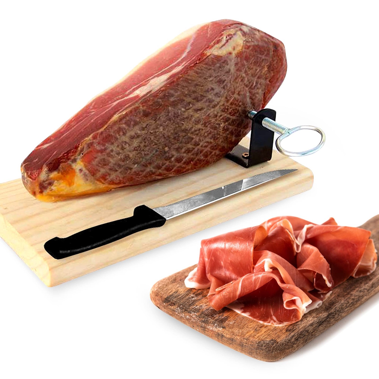 Serrano Ham Boneless & Stand - Spanish Jamon Ideal for Tapas...