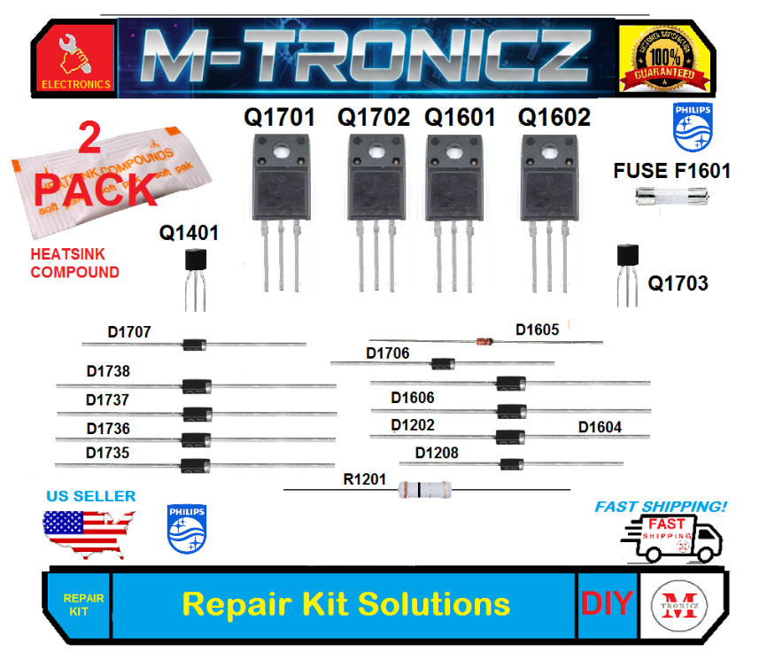 PHILIPS   40PFL3706/F7    BA17P5F0103 3   A17P6MPW-001   POWER SUPPLY REPAIR KIT