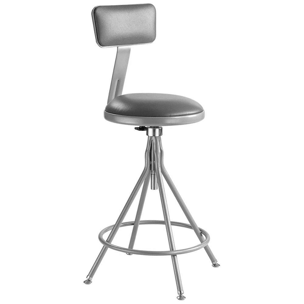 NATIONAL PUBLIC SEATING 6524HB Round Stool,Welded Tube Leg,Gray,39"H 9CU75