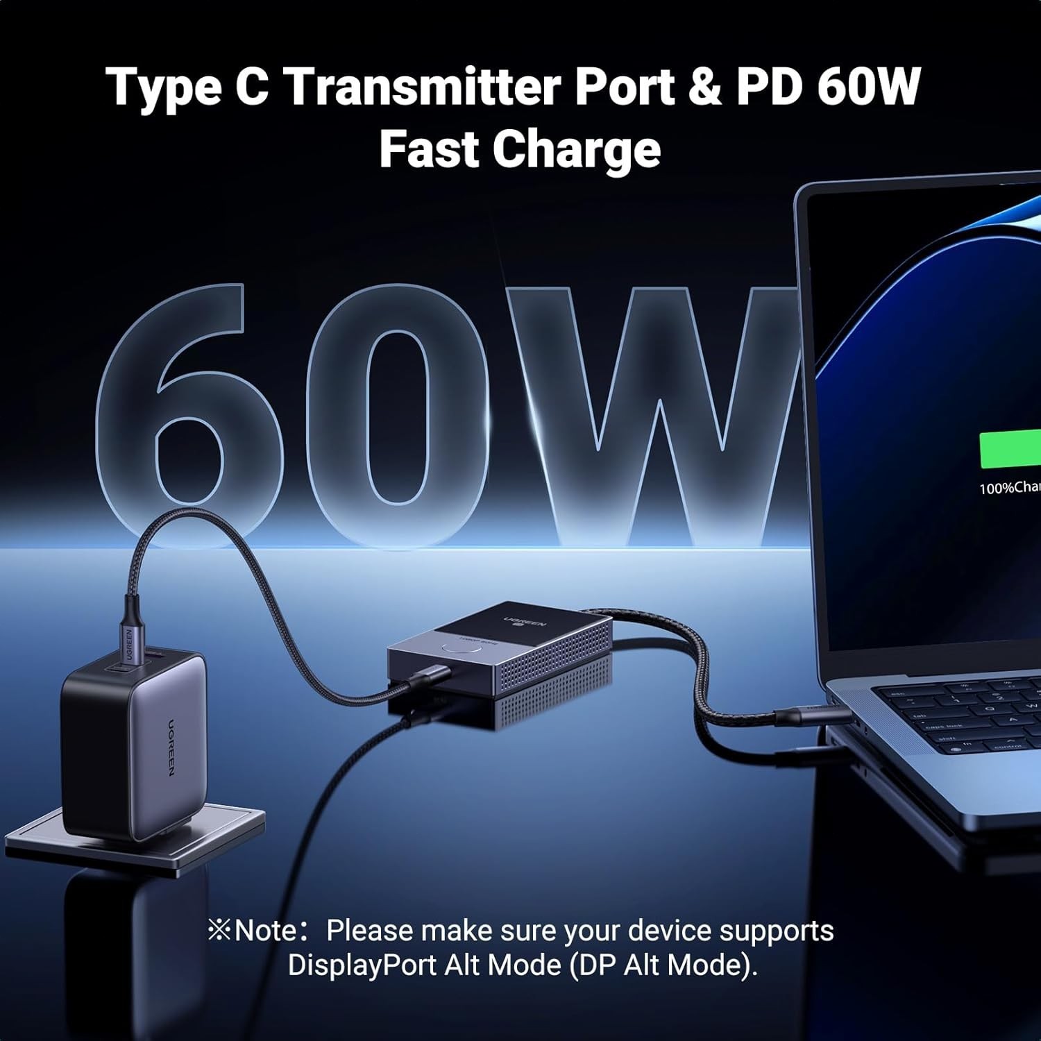High-Performance USB C HDMI Wireless Kit - 164FT Range, Fast Charging Support