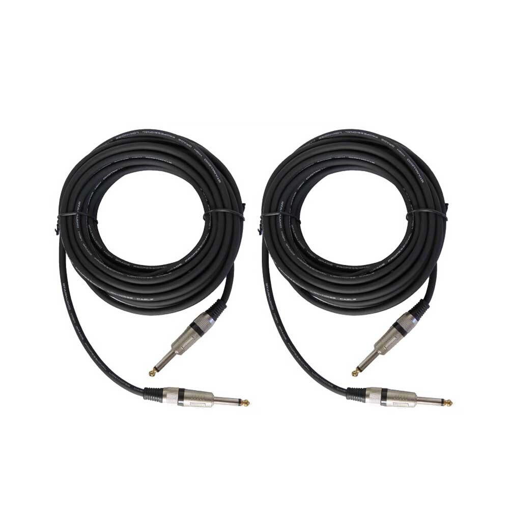 Pair 25 ft 1/4" 6.35mm Male to 1/4" 6.35mm Male Cables Mixer to Mic Mono Cords