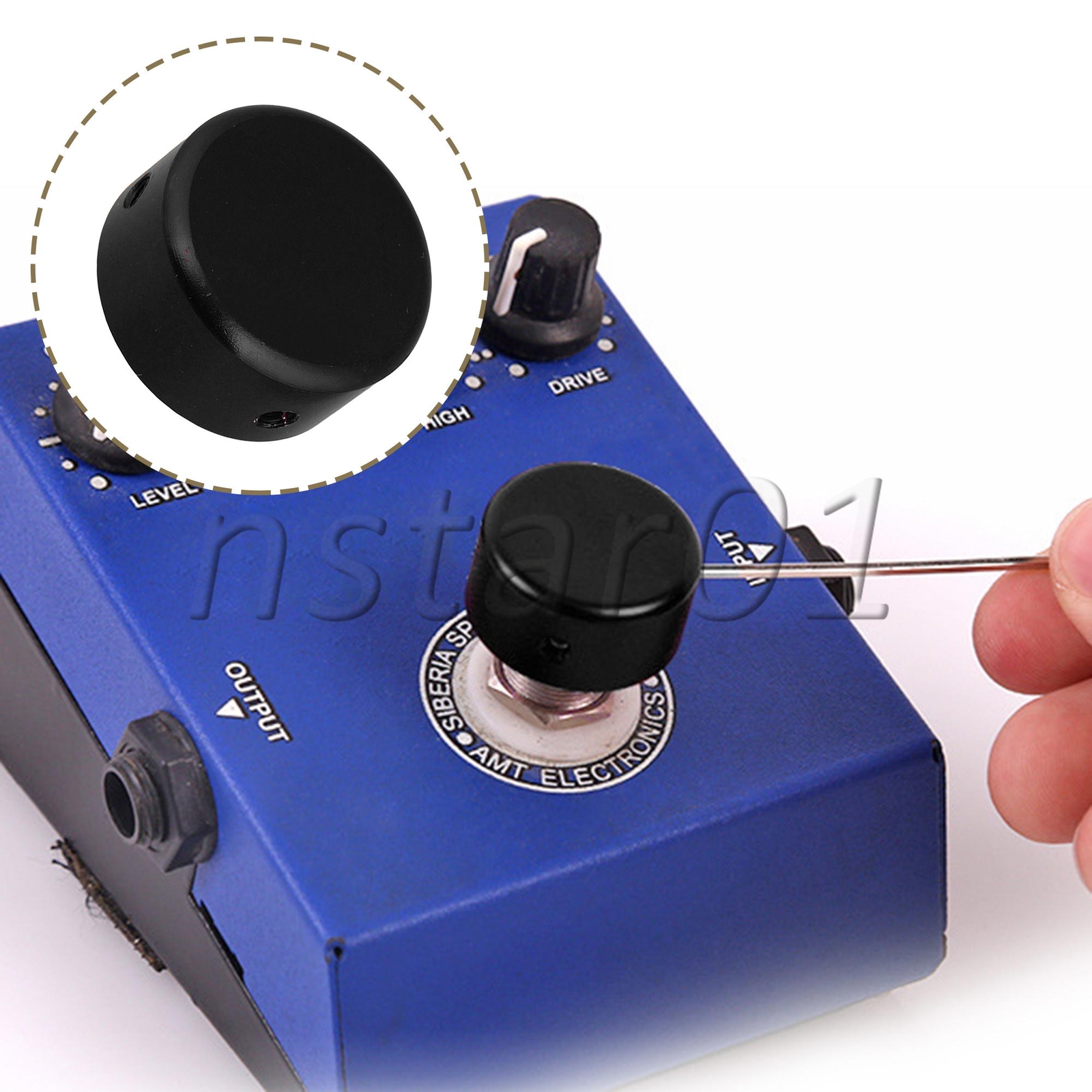 Guitar Effect Pedal Foot Nail Caps 3/8" Inner Diameter Black w/ Screw Set of 2