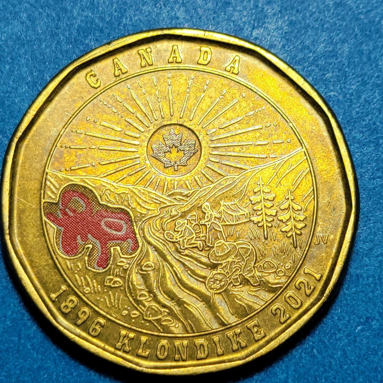 1896-2021 Klondike Gold Rush CANADA 1 DOLLAR Coloured LOONIE COIN Combined Ship