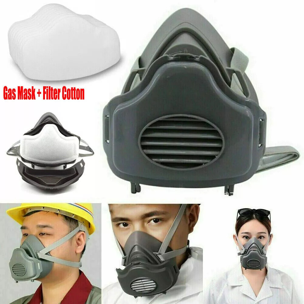 Reusable Half Face Respirator Facepiece Gas Mask Spraying Painting W/10 Filters