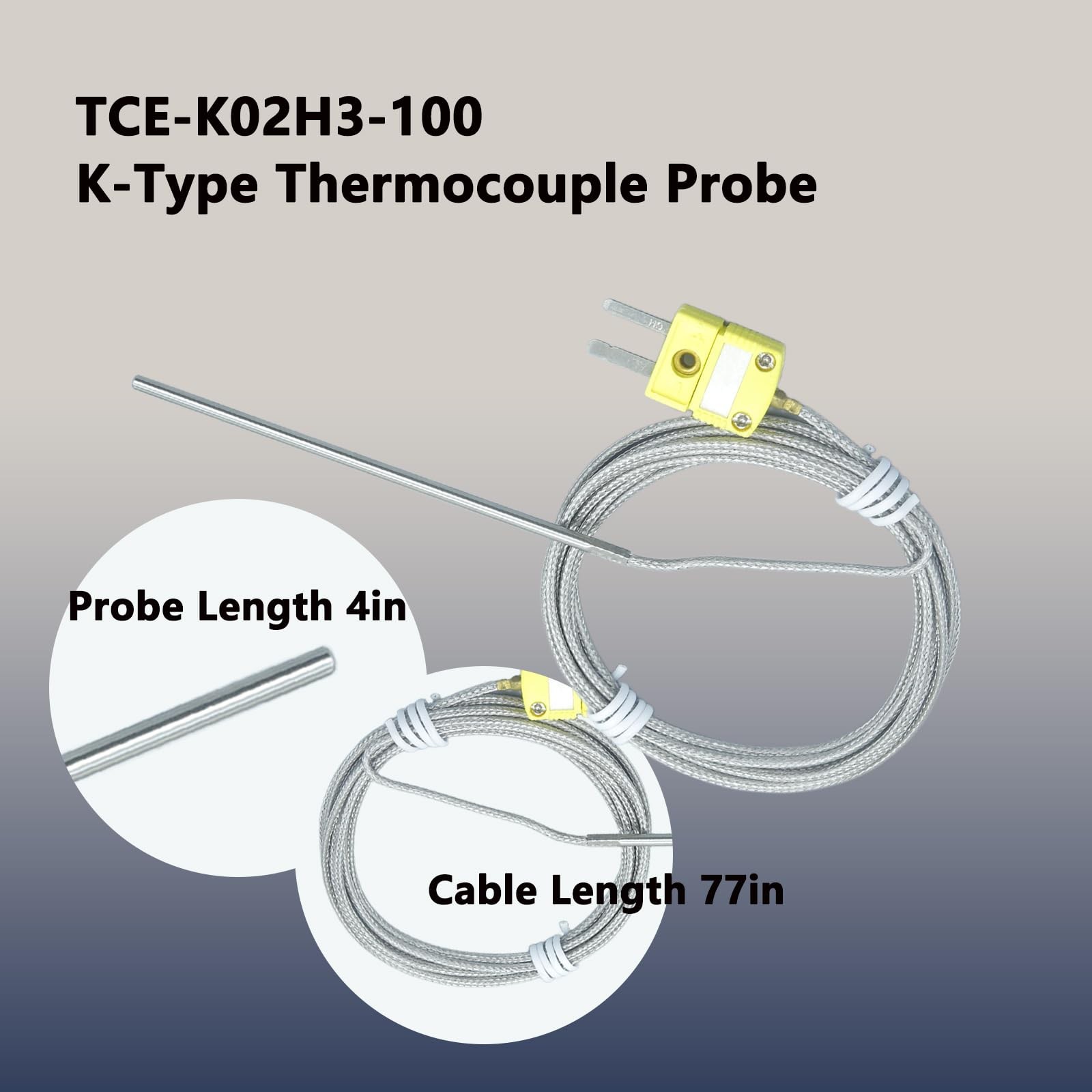 2 PCS TCEK02H3100 KType Thermocouple Probe 681120F Temperature Sensor