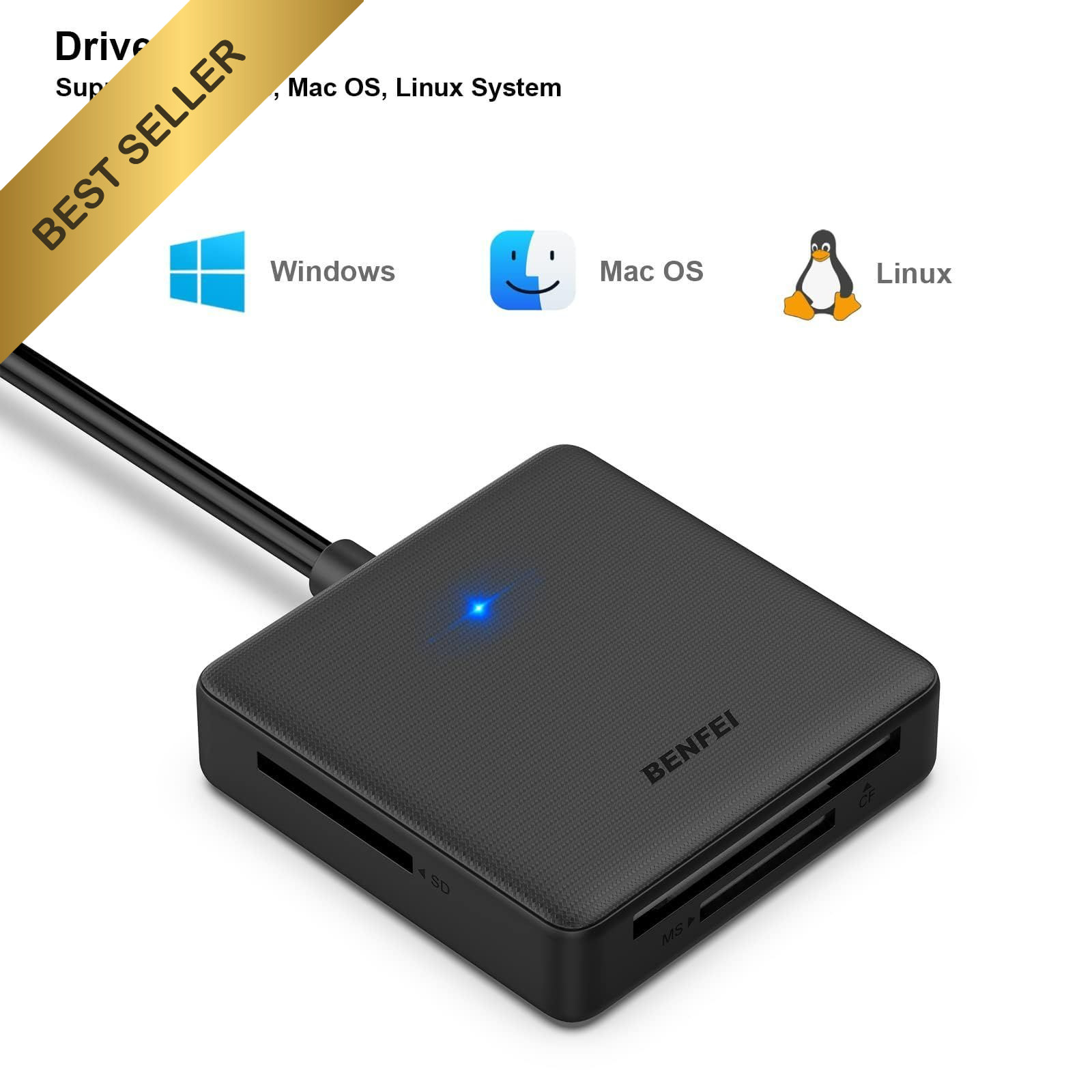 BENFEI 4in1 USB 3.0 USB-C Memory Card Reader Adapter SD Micro SD MS CF MacBook