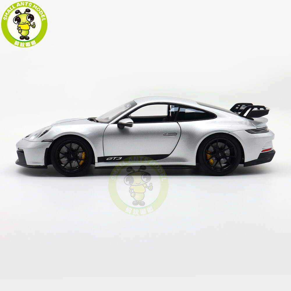 1/18 Porsche 911 992 GT3 2021 Norev 187317 Silver Black Strips Diecast Model Car