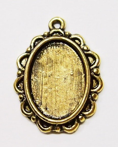 12 of 18x13mm Victorian Antique Gold Closed Loops Pendant Settings 27x21mm