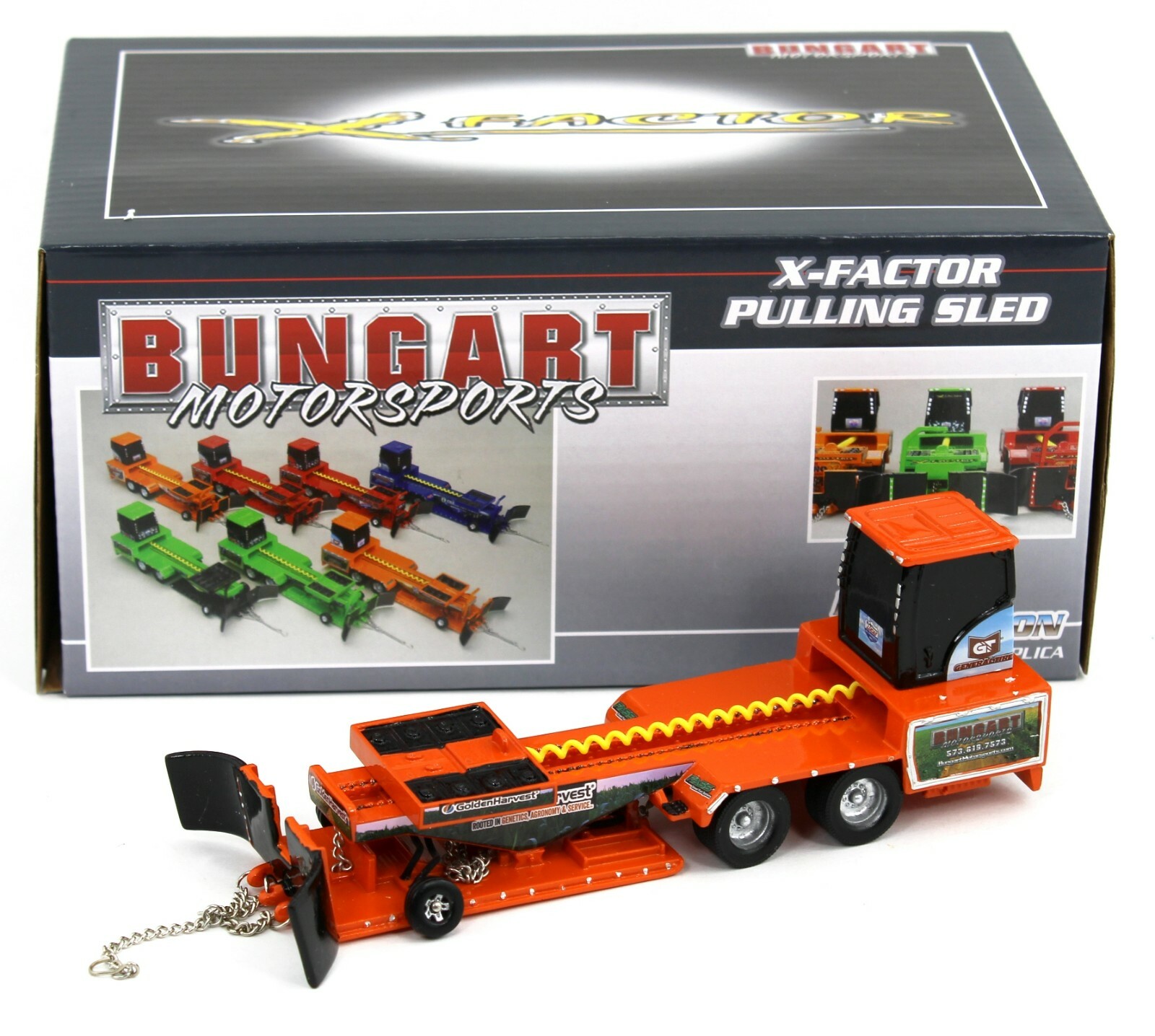 SpecCast 1:64 Bungart Motorsports ORANGE *GOLDEN HARVEST* TRACTOR PULLING SLED