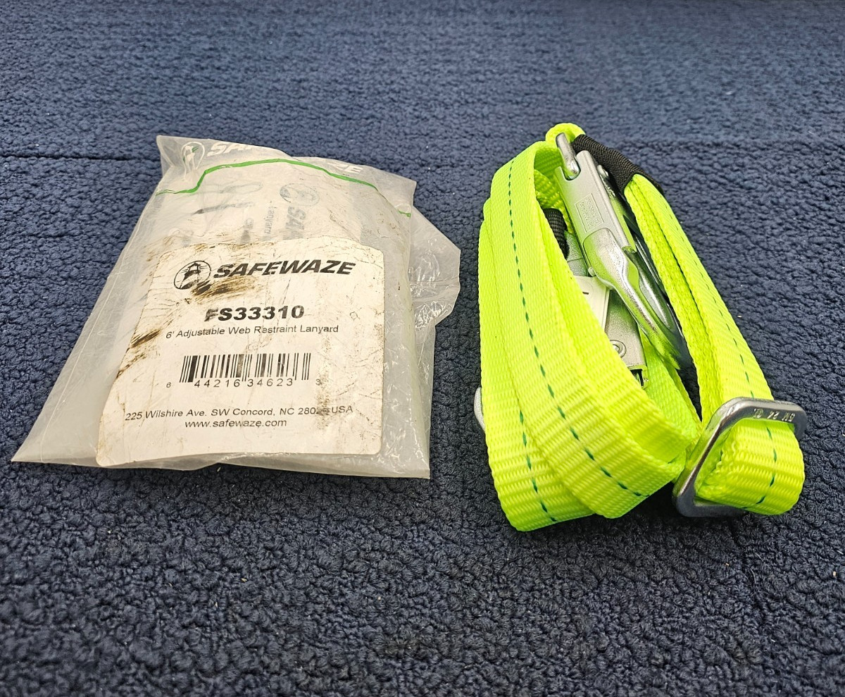 Safewaze FS33310: 6′ Adjustable Web Restraint Lanyard, Adjustable 4'-6'
