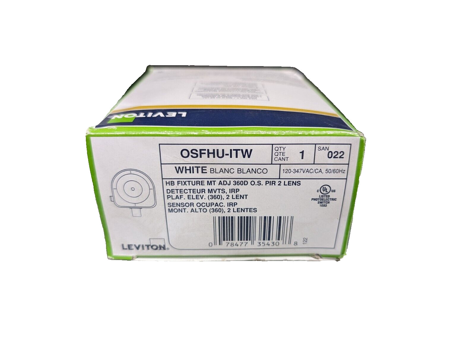Leviton OSFHU-ITW LED Passive Infrared (PIR) Occupancy Sensor For High-Bay Light