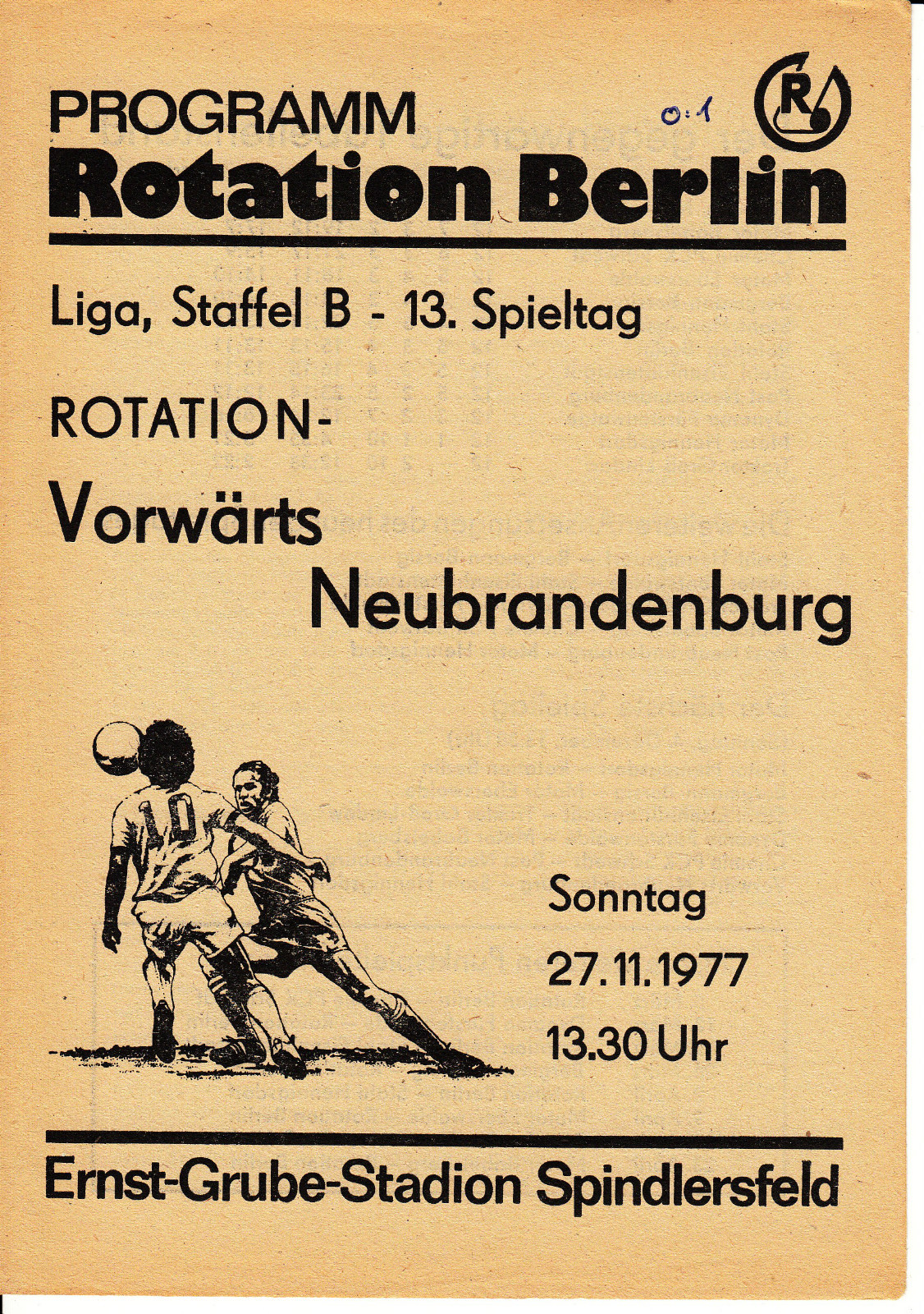 DDR League 77/78 Rotation Berlin - Forward Neubrandenburg 27.11.1977