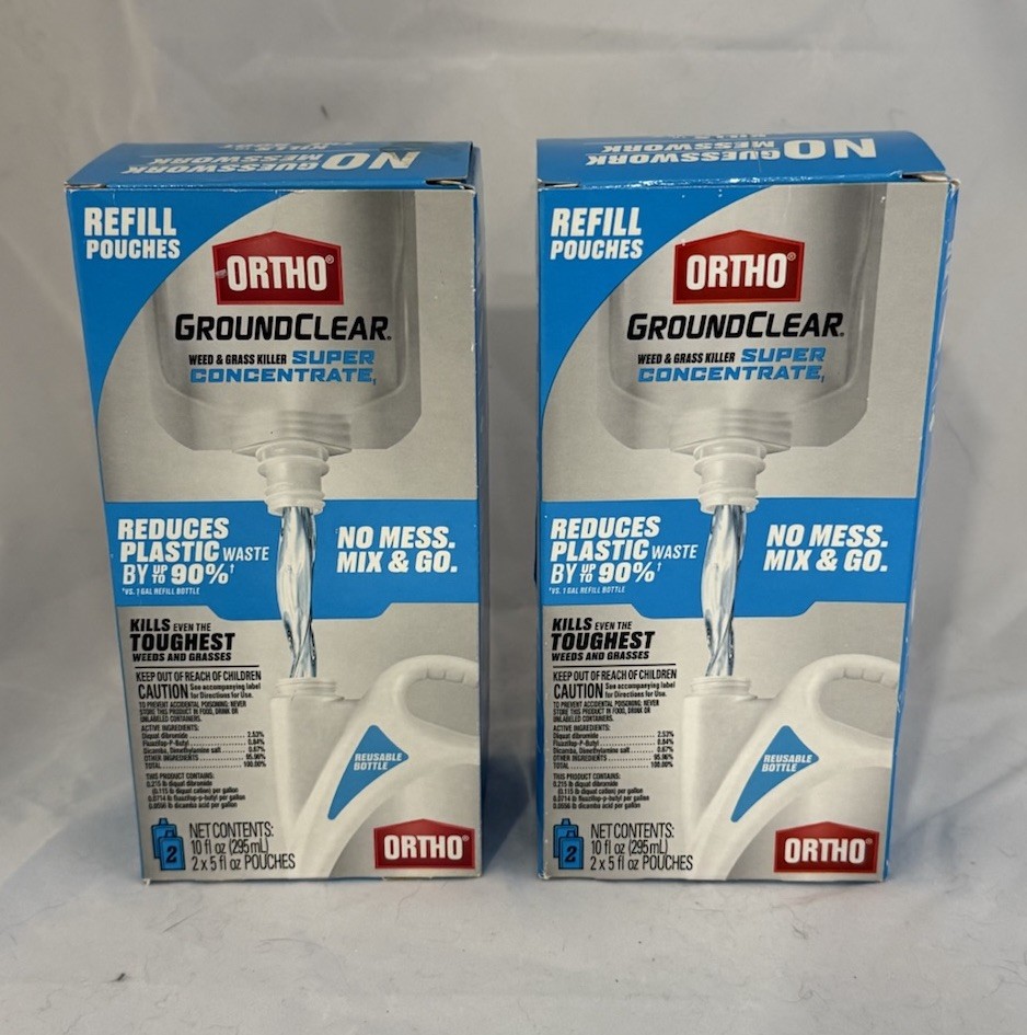 2 x 5 oz  Ortho GroundClear Super Concentrate Weed & Grass Killer Refill Pouches