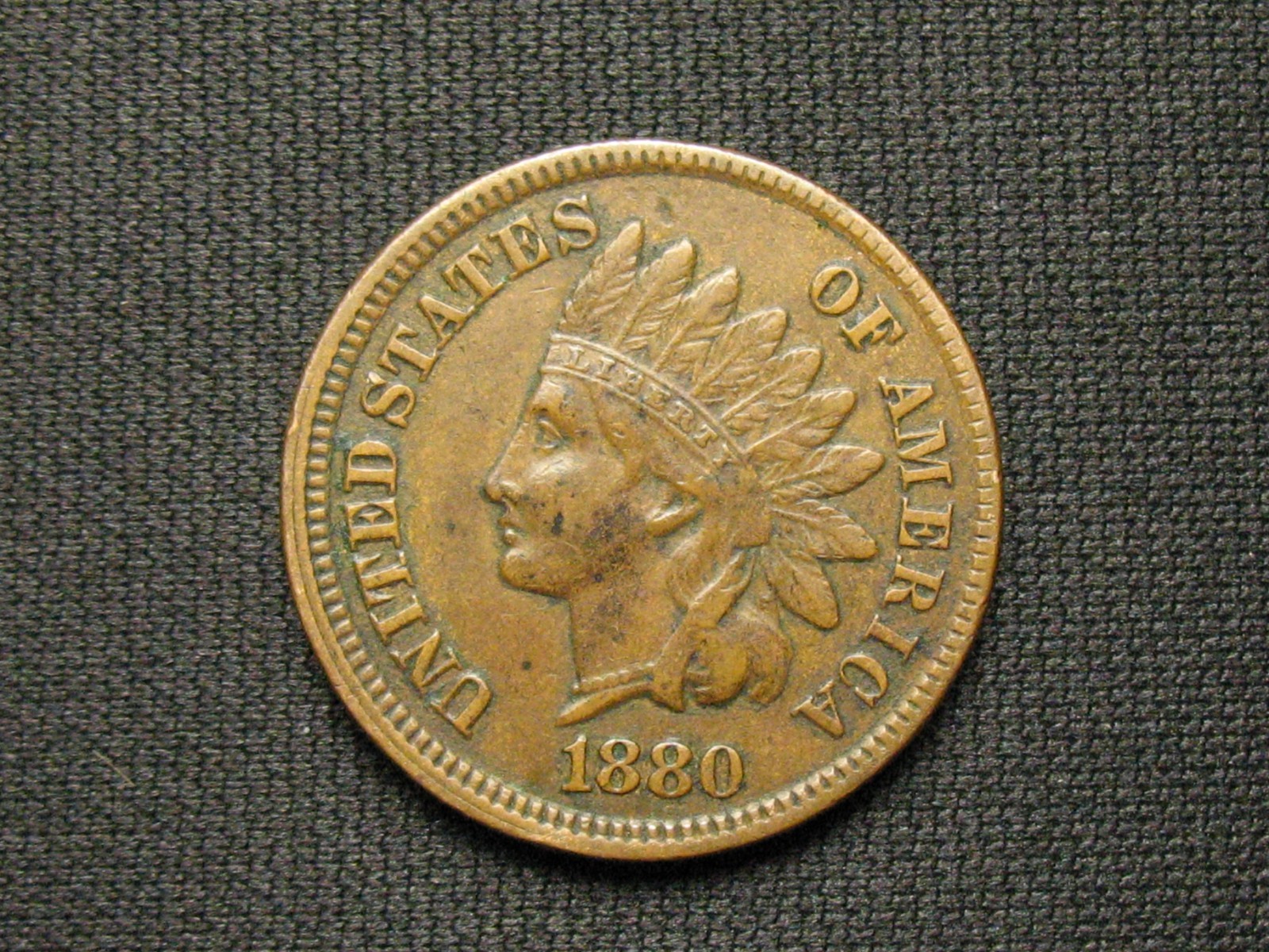 OLD COPPER COIN! XF+ 1880 INDIAN HEAD CENT PENNY FULL LIBERTY & DIAMONDS LOT 2.1