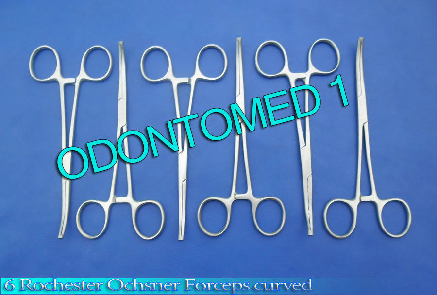 6 Rochester Ochsner Forceps 1x2 teeth Curved 7.25" Surgical Instruments