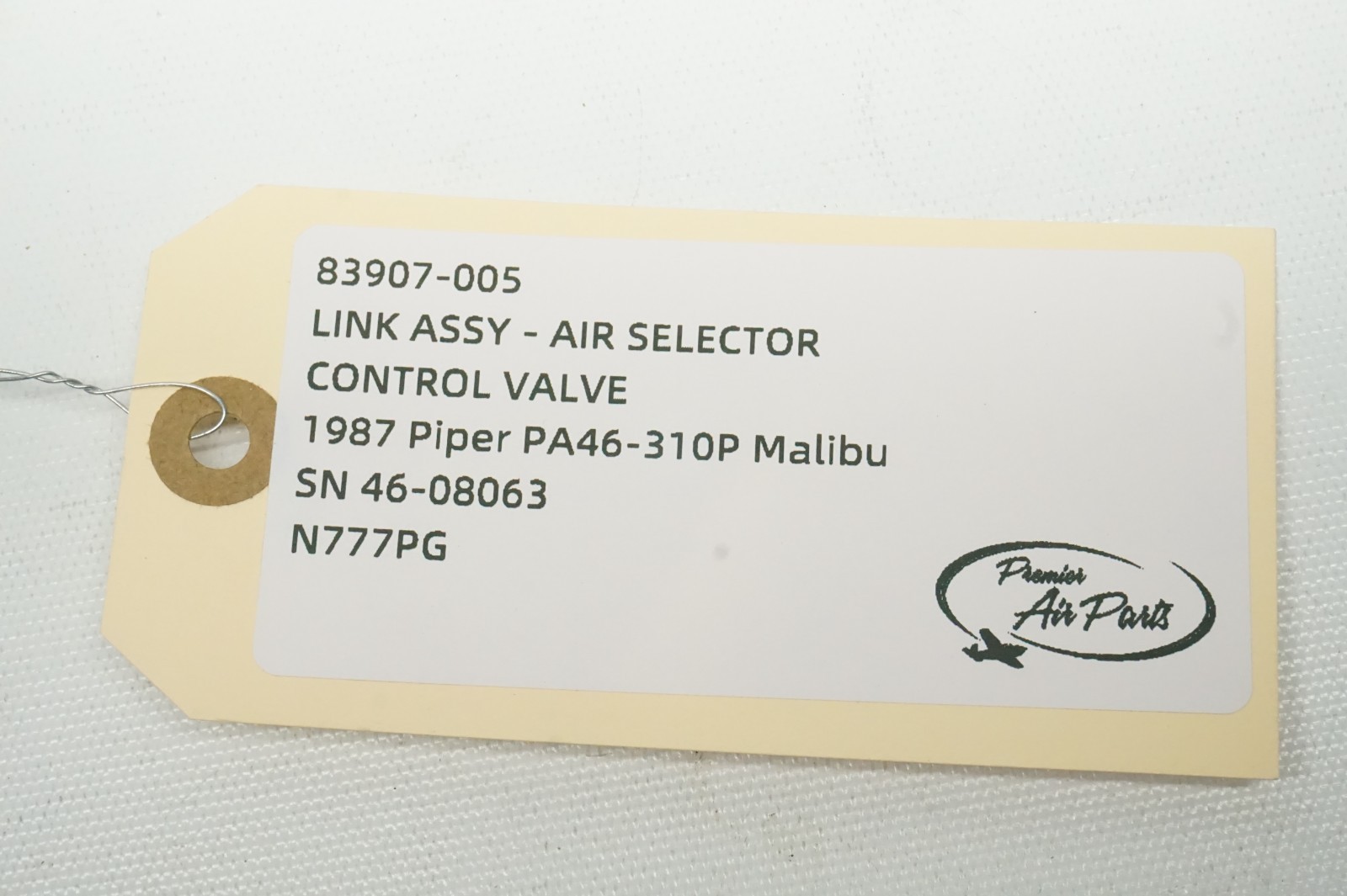 Piper Malibu PA-46-310 Air Selector Control Valve Link Assembly, P/N: 83907-005