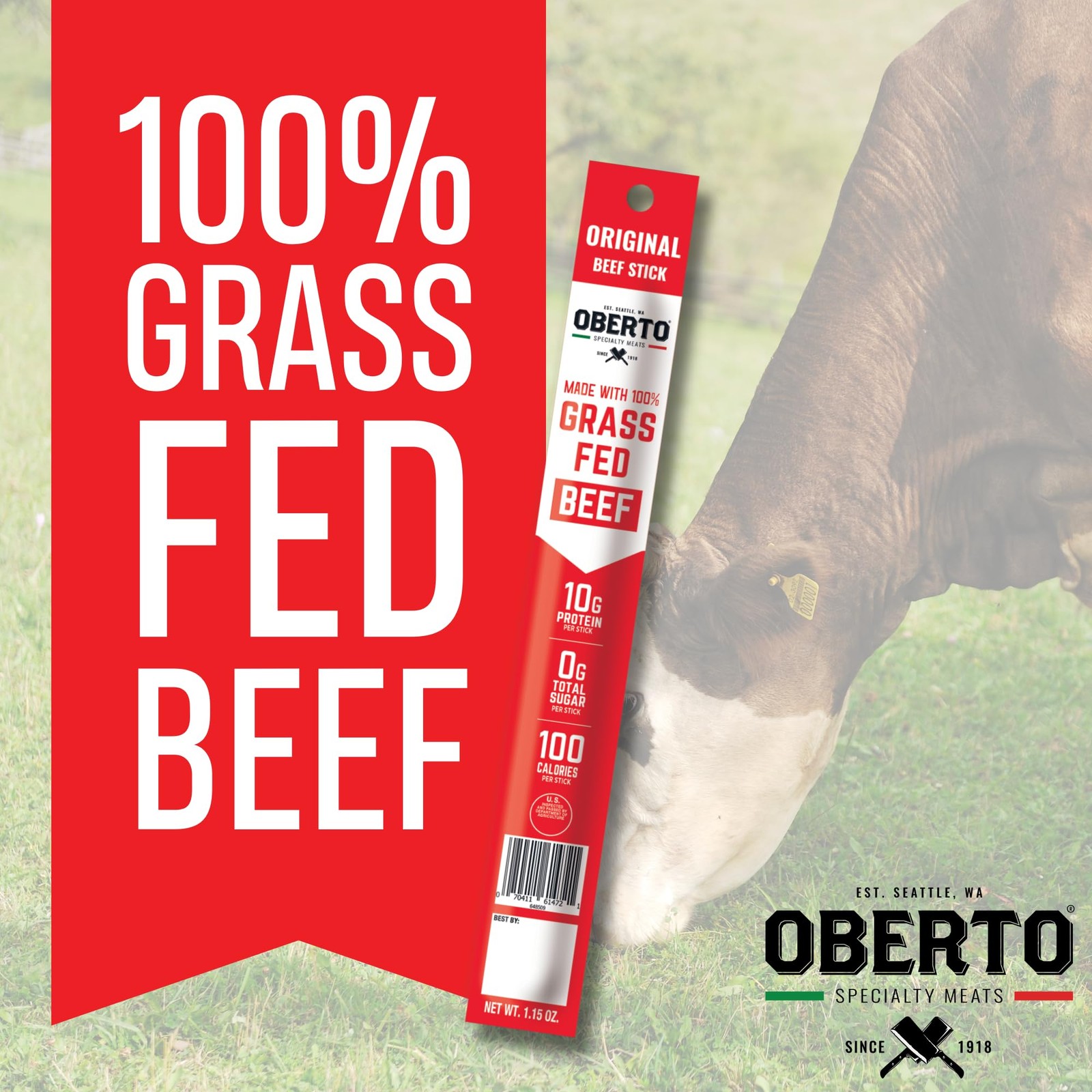 Grass Fed Beef Sticks - Original, Zero Sugar, No Artificial Ingredients, High...