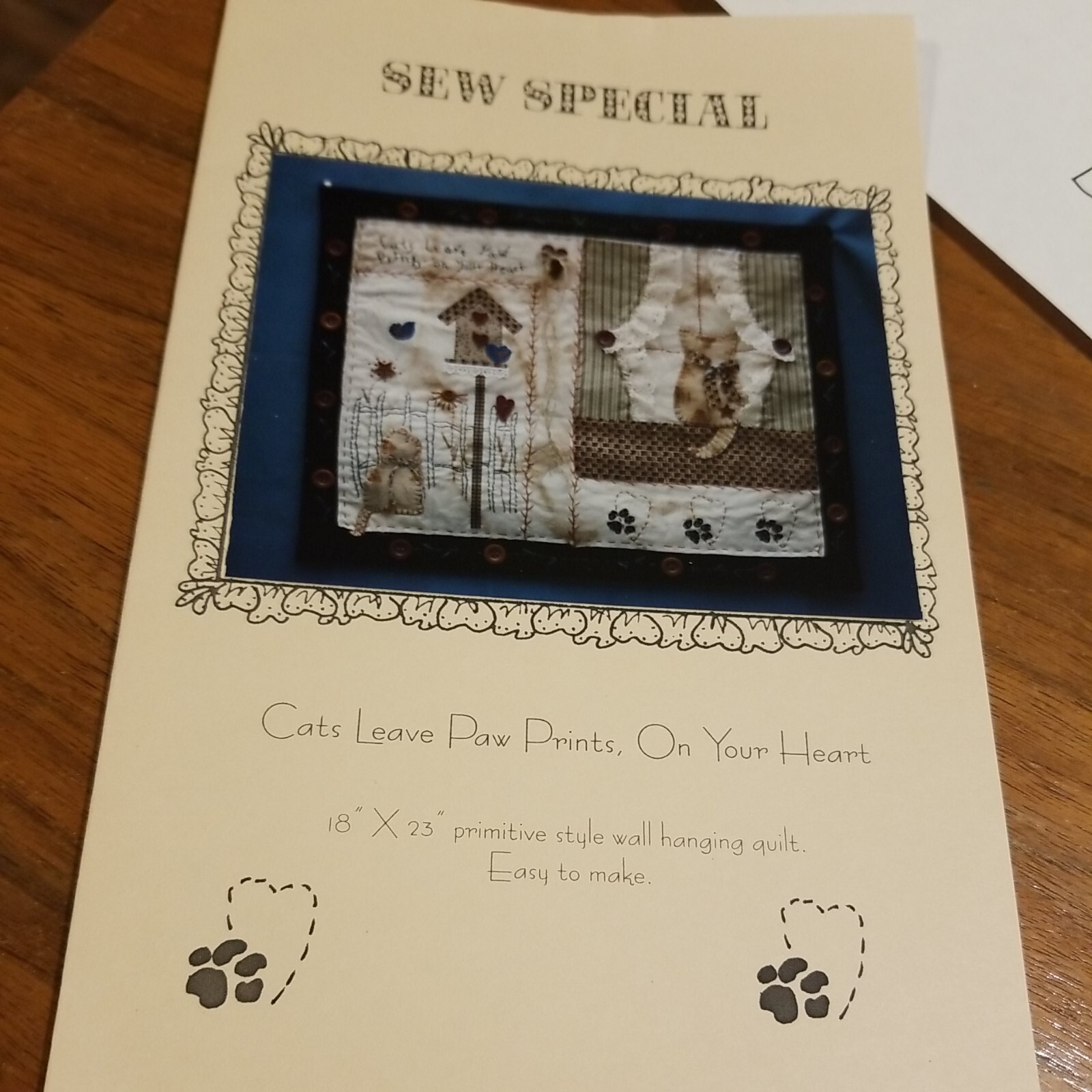 Sew Special  Cats Leave Paw Prints On Your Heart 18"×23" Wall Hanging Quilt...