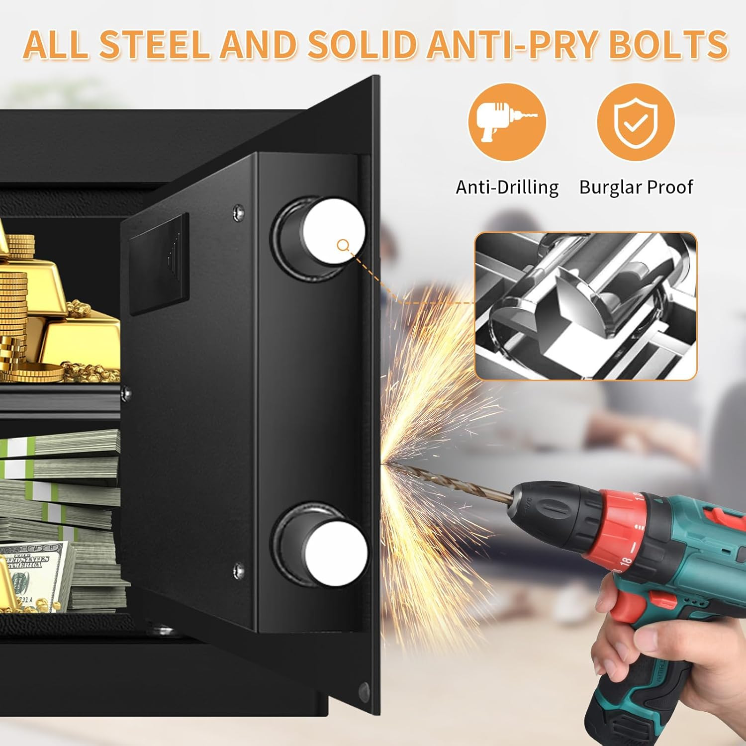 1.2 Cub Small Fireproof Safe for Home Use, Digital Home Safe Fireproof Waterproo