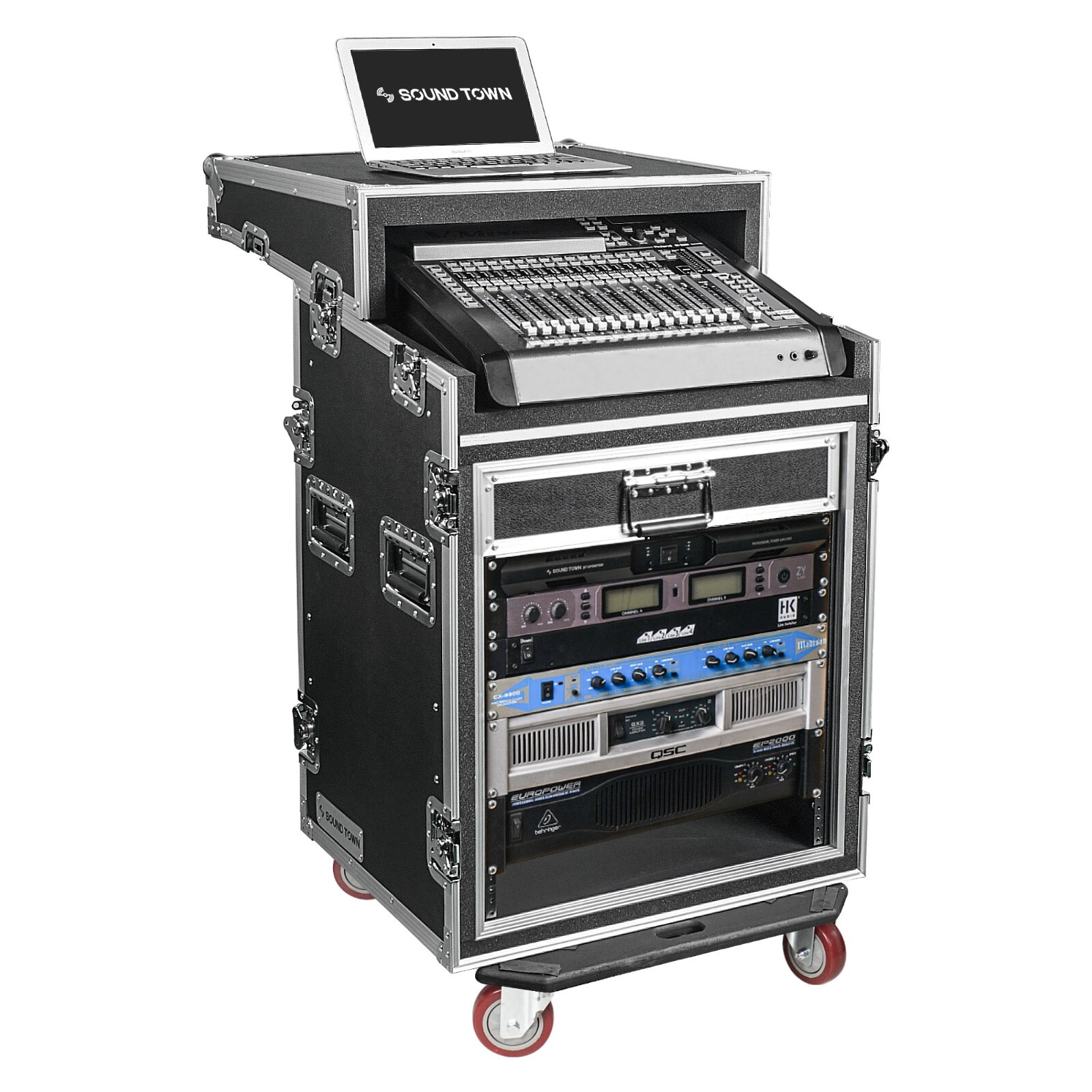 Sound Town Shock Mount 12U ATA  20” Rackable Depth 11U Slant Mixer (STMR-SP12UW)