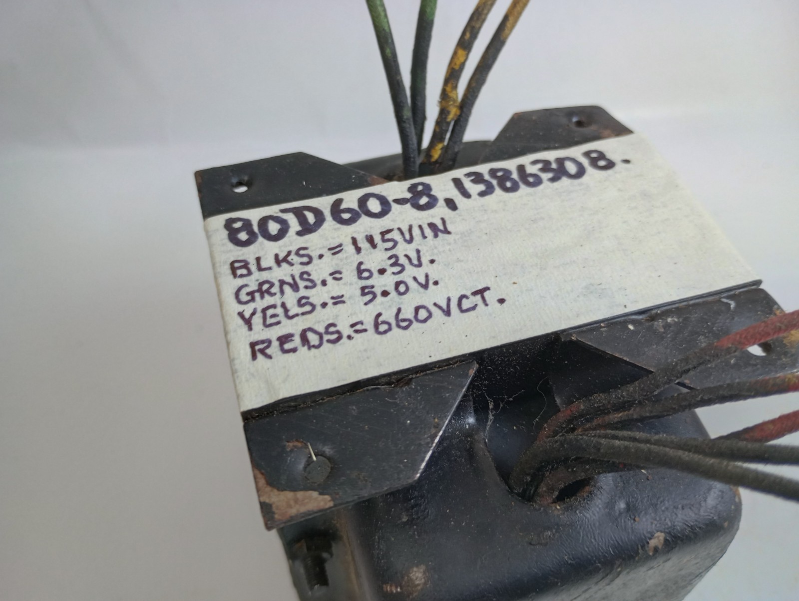 1 #80D60-8/1386308 Power Transformer -Tests Good