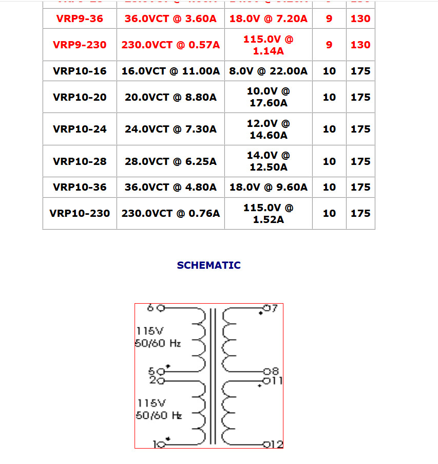 TRANSFORMER Power 36VCT @ 4.8A OR 18V @ 9.6A VRP10-36 PC TRANSFORMERS