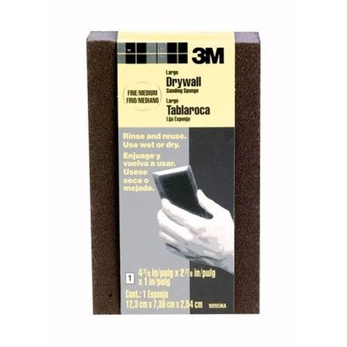 3M Large Area Drywall Sanding Sponge 9095DCNA 4.875x2.875x1in Fine Med-1EA