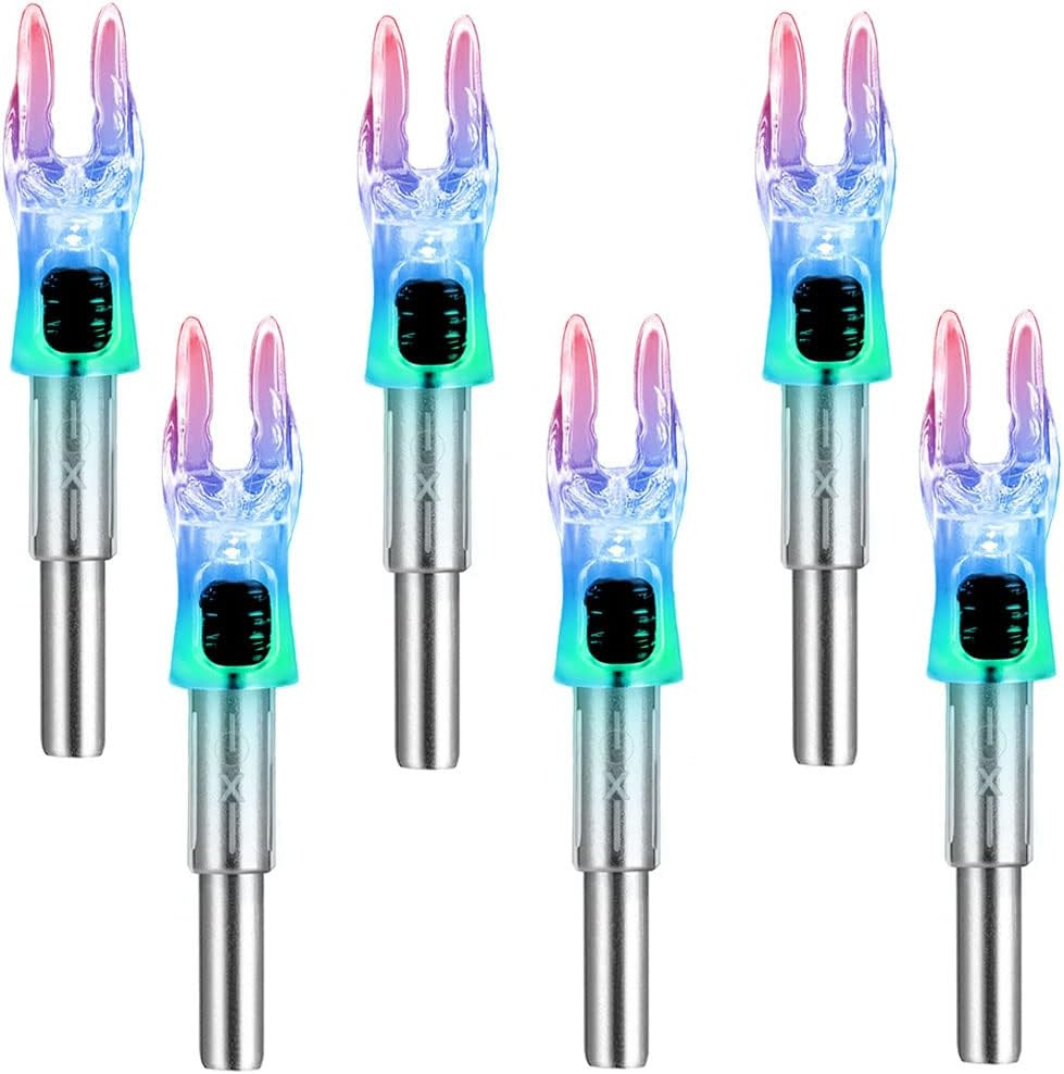 6 Pack X Lighted Archery Nocks for Arrows .204 inside Diameter Lighted Arrow Noc