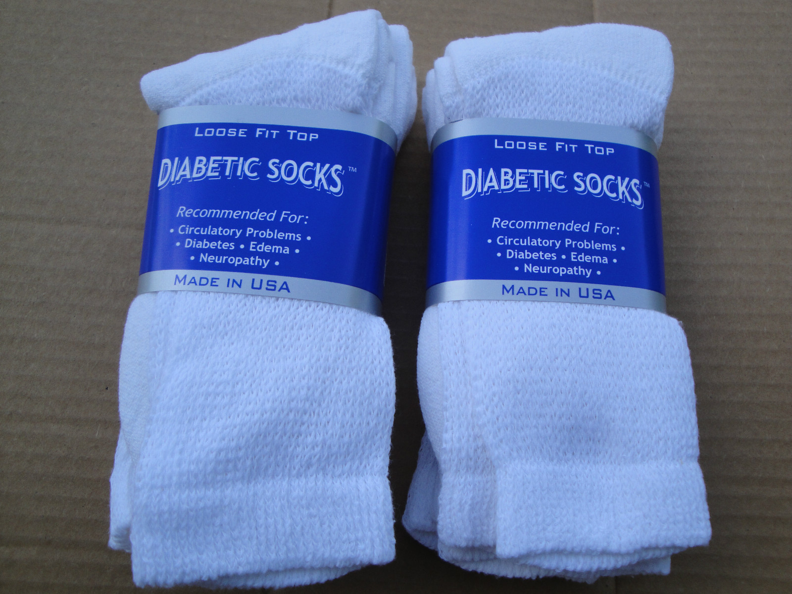 BEST QUALITY 6 pair of mens white Diabetic crew socks 10-13 size MADE IN USA