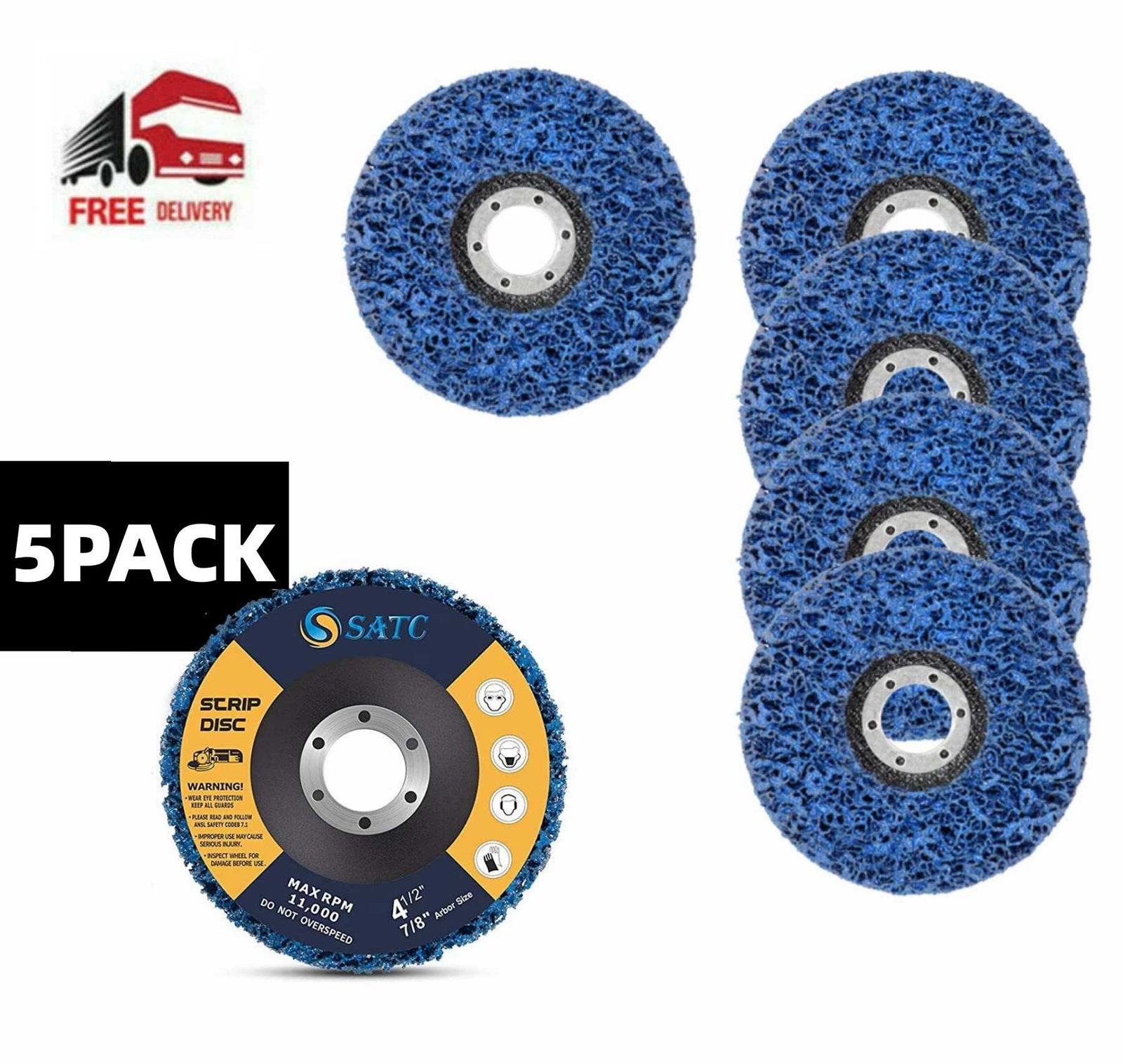 5PACK 4.5 inch Strip Discs 4-1/2" x 7/8" Bule Stripping Wheels for Grinder 115mm