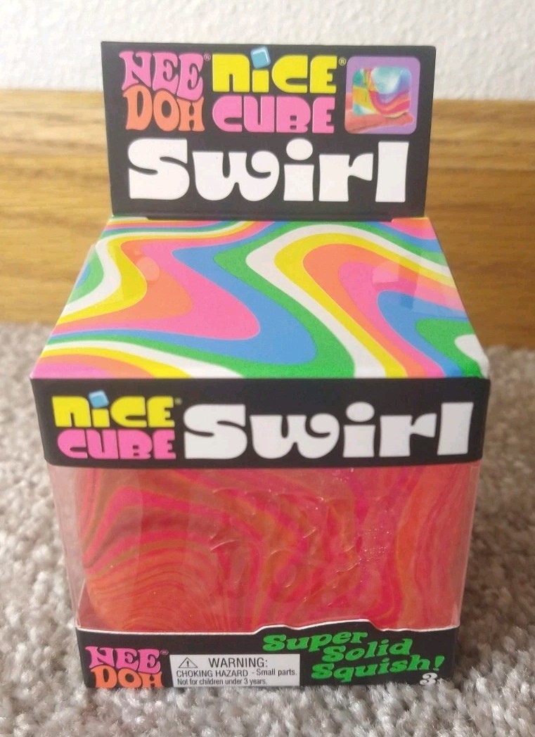 💖❤️Authentic Schylling NeeDoh Nice Cube Pink/Orange Swirl
