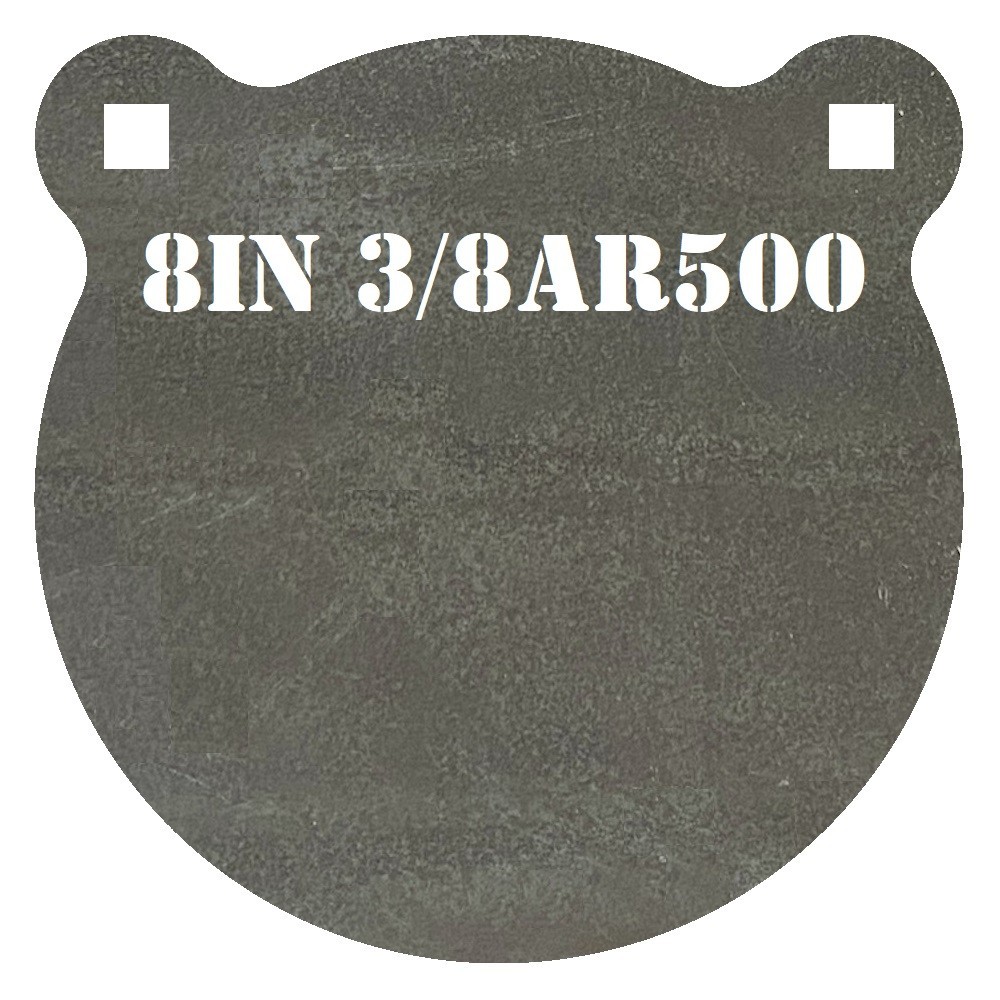 8" 3/8" AR500 Steel Shooting Target - 1pc Metal Rifle/Pistol Range Gong Hanger