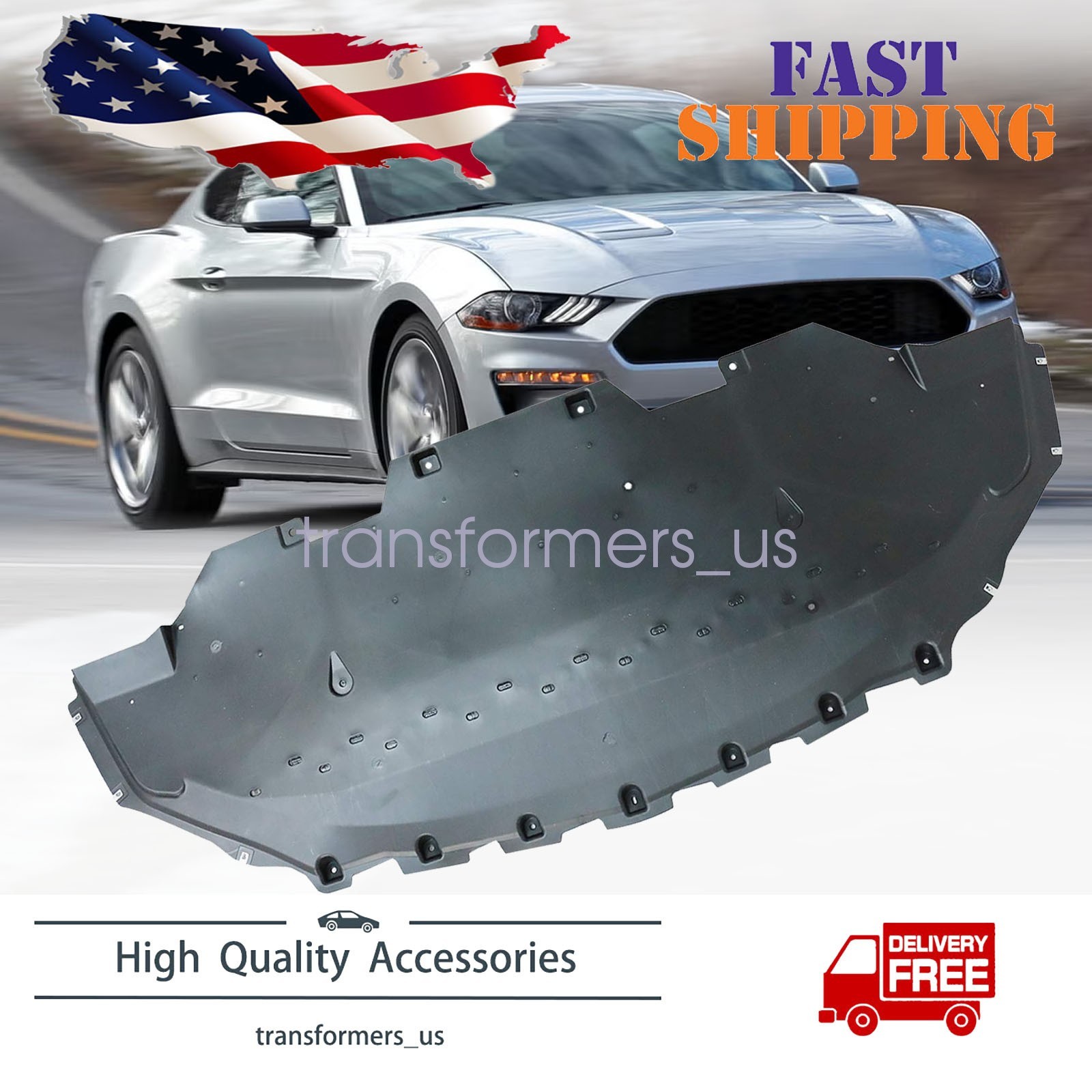 Engine Splash Shields Front JR3Z17626B Fits For Ford Mustang GT Coupe 2018-2023