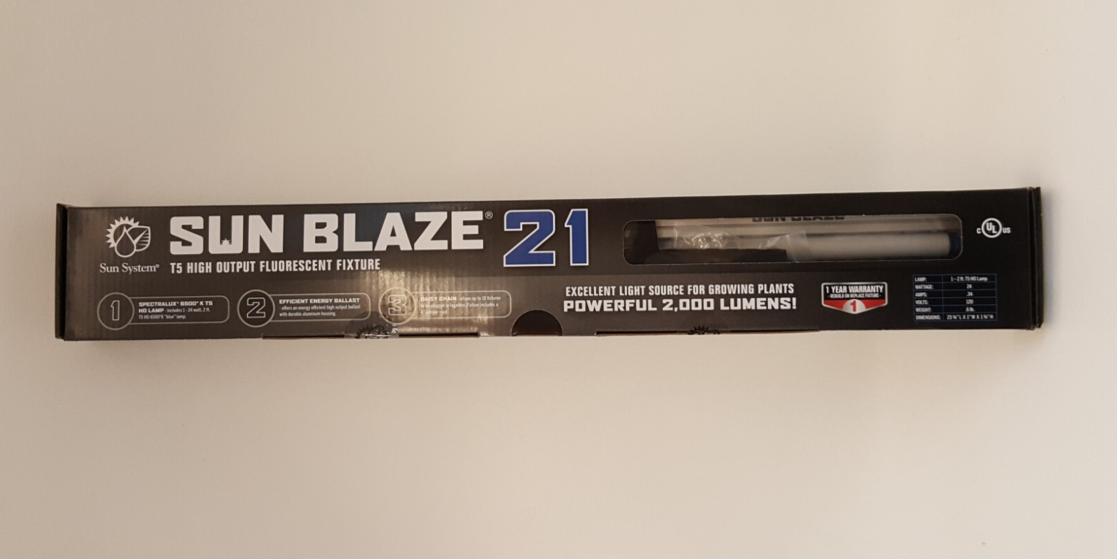 Sun blaze 21 T5 high output fluorescent light fixture new in box 960315