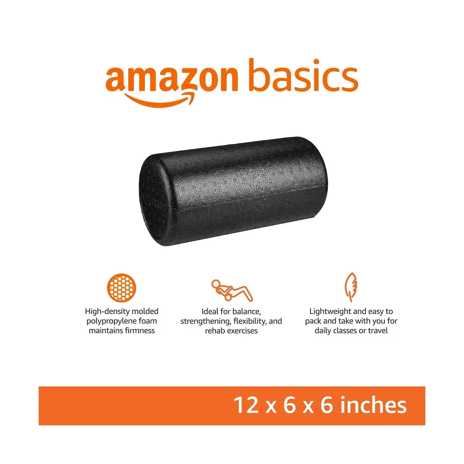 High-Density Round Foam Roller - AmazonBasics 12"
